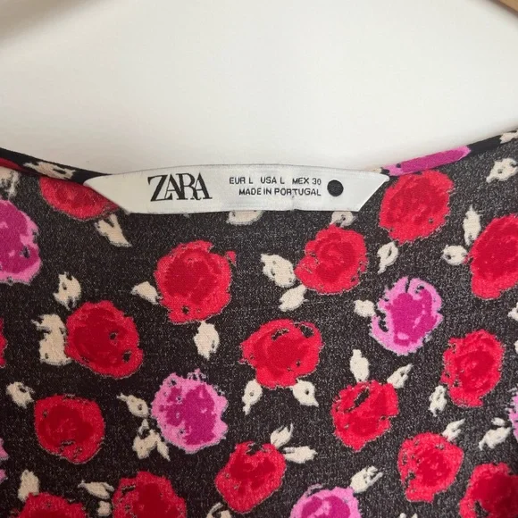 Zara Maxi Dress with Red and Pink Floral Print - Picture 3 of 3